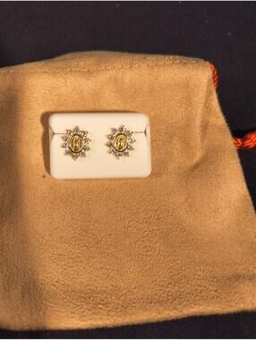 10k Gold Over Sterling Silver Moissenite Halo Religious Earrings